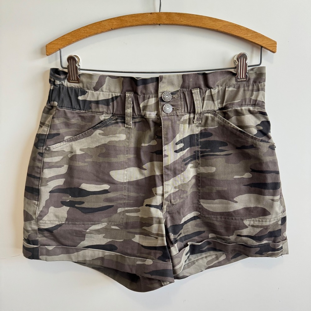 Express Camo Shorts Super High Rise Stretch‎ Casual Shortie S